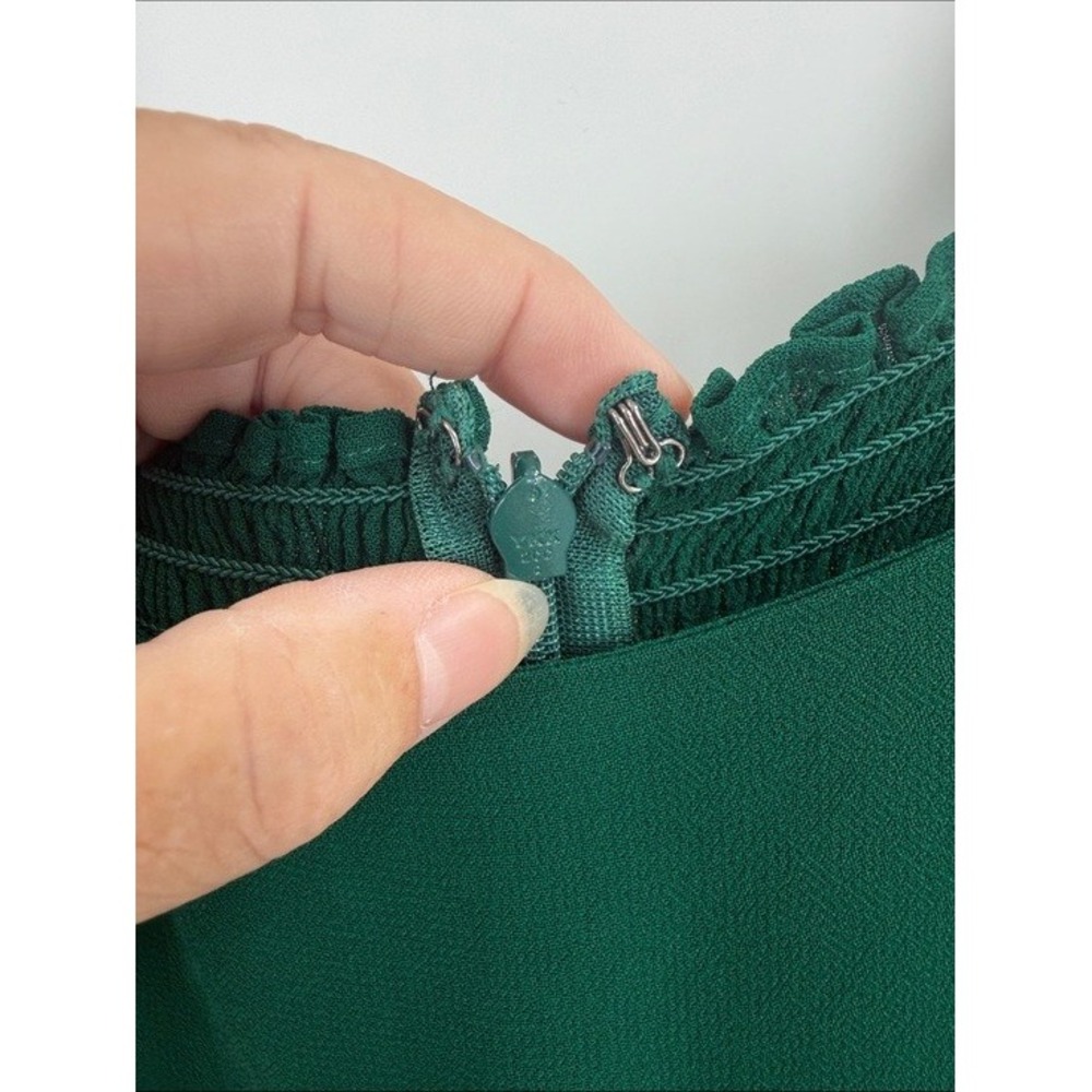 Reformation Twilight Midi Dress Emerald Green Tie Strap‎ High Slit Size 12 - Picture 4 of 7
